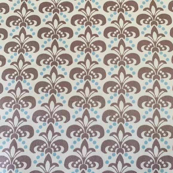 4.2 Yards Free Spirit Designer Vicki Payne Aqua Cream Gray Fleur De Lis Fabric - Picture 1 of 6